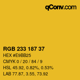 Color code: RGB 233 187 37 | qconv.com