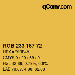 Color code: RGB 233 187 72 | qconv.com