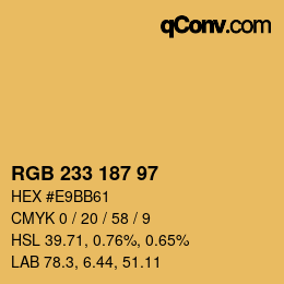 Color code: RGB 233 187 97 | qconv.com
