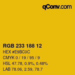 Color code: RGB 233 188 12 | qconv.com