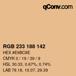 Color code: RGB 233 188 142 | qconv.com