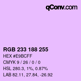 Color code: RGB 233 188 255 | qconv.com