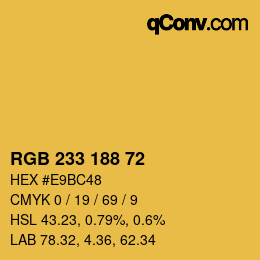 Color code: RGB 233 188 72 | qconv.com