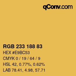 Color code: RGB 233 188 83 | qconv.com