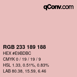 Color code: RGB 233 189 188 | qconv.com