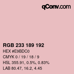 Color code: RGB 233 189 192 | qconv.com