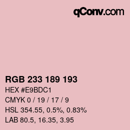 Color code: RGB 233 189 193 | qconv.com