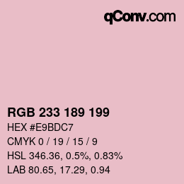 Color code: RGB 233 189 199 | qconv.com