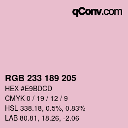 Color code: RGB 233 189 205 | qconv.com