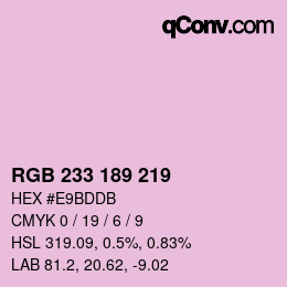 Color code: RGB 233 189 219 | qconv.com