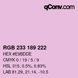 Código de color: RGB 233 189 222 | qconv.com