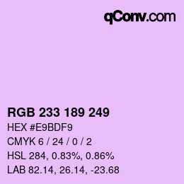 カラーコード: RGB 233 189 249 | qconv.com