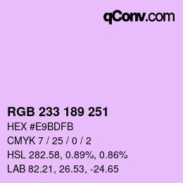 Color code: RGB 233 189 251 | qconv.com