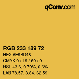 Color code: RGB 233 189 72 | qconv.com