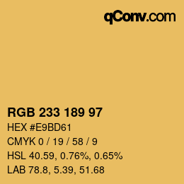 カラーコード: RGB 233 189 97 | qconv.com