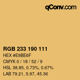 Color code: RGB 233 190 111 | qconv.com