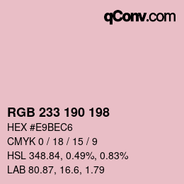 Color code: RGB 233 190 198 | qconv.com