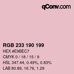 Color code: RGB 233 190 199 | qconv.com