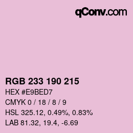 Color code: RGB 233 190 215 | qconv.com