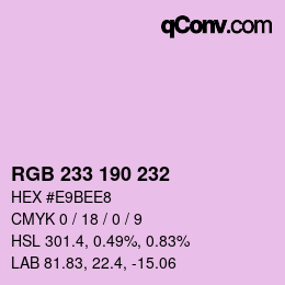 Color code: RGB 233 190 232 | qconv.com