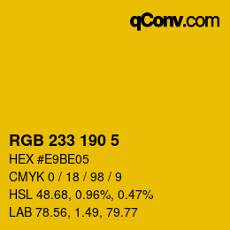 Color code: RGB 233 190 5 | qconv.com