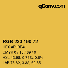 Color code: RGB 233 190 72 | qconv.com