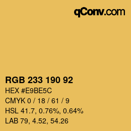 Color code: RGB 233 190 92 | qconv.com