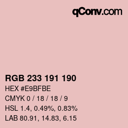 Code couleur: RGB 233 191 190 | qconv.com