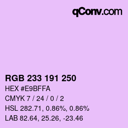 Color code: RGB 233 191 250 | qconv.com