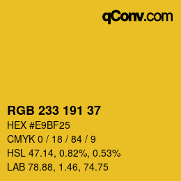 Color code: RGB 233 191 37 | qconv.com