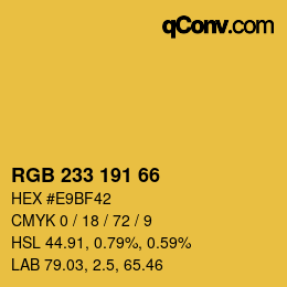 カラーコード: RGB 233 191 66 | qconv.com