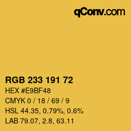 Color code: RGB 233 191 72 | qconv.com