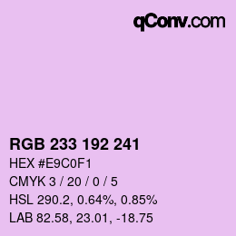 Color code: RGB 233 192 241 | qconv.com