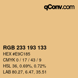 Color code: RGB 233 193 133 | qconv.com