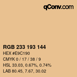 Color code: RGB 233 193 144 | qconv.com