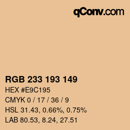 Color code: RGB 233 193 149 | qconv.com