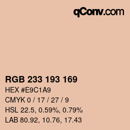 Color code: RGB 233 193 169 | qconv.com