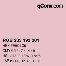 Color code: RGB 233 193 201 | qconv.com