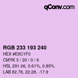 Código de color: RGB 233 193 240 | qconv.com