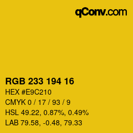 Color code: RGB 233 194 16 | qconv.com