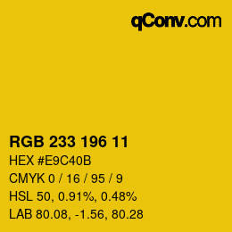 Color code: RGB 233 196 11 | qconv.com