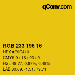 Color code: RGB 233 196 16 | qconv.com