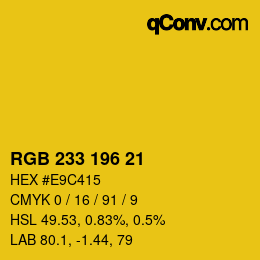 Color code: RGB 233 196 21 | qconv.com