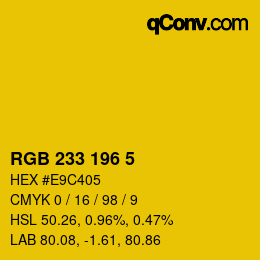 Color code: RGB 233 196 5 | qconv.com