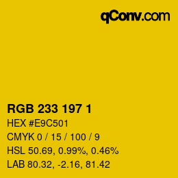 Color code: RGB 233 197 1 | qconv.com