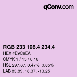 カラーコード: RGB 233 198.4 234.4 | qconv.com