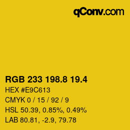 カラーコード: RGB 233 198.8 19.4 | qconv.com