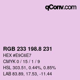 Color code: RGB 233 198.8 231 | qconv.com