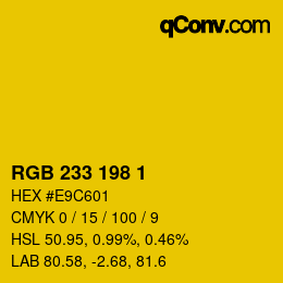 Color code: RGB 233 198 1 | qconv.com