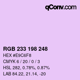 Color code: RGB 233 198 248 | qconv.com